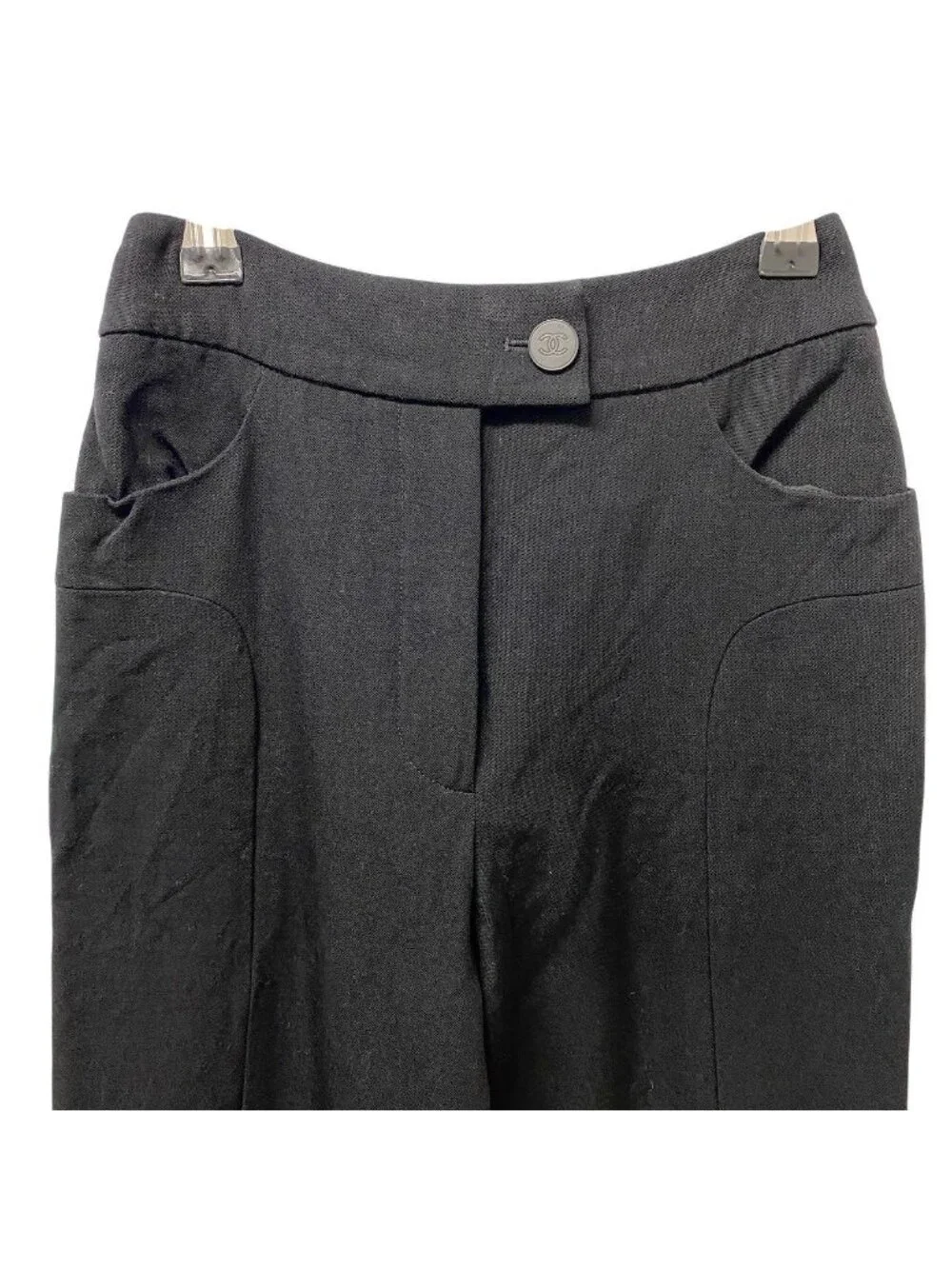 Chanel Trousers Pants Bottom 34 Black Wool